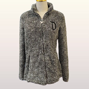 NEW Disneyland Zip-Up Jacket Women's Size XS Gray Fleece Sherpa Disney Parks